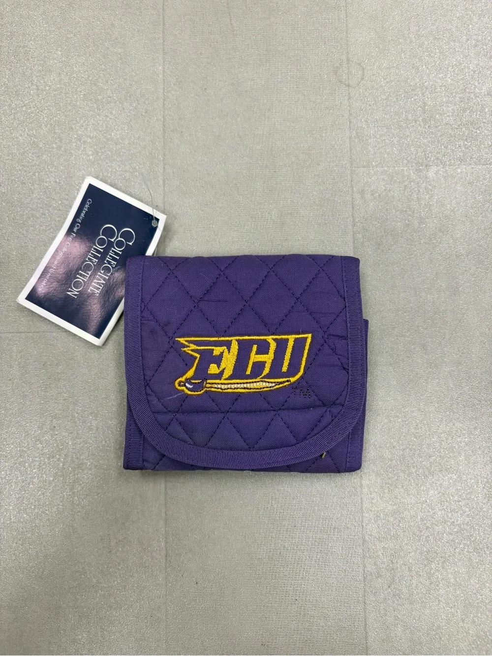 ECU Quilted Purple Wallet with Yellow Logo - Collegiate Collection NEW